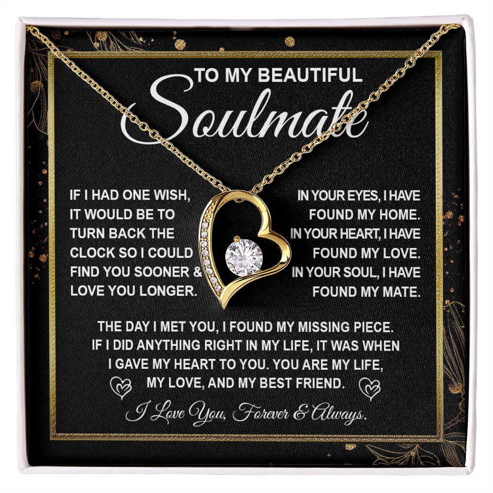 To My Beautiful Soulmate Necklace Gift for Her, Soulmate for Wife Valentine Gifts from Husband, Wedding Jewelry for Women, Soulmate Gifts, Message Card and Necklace Gifts Box Gift Box Styles on Birthday, Wedding, Anniversary, Valentine Forever Love