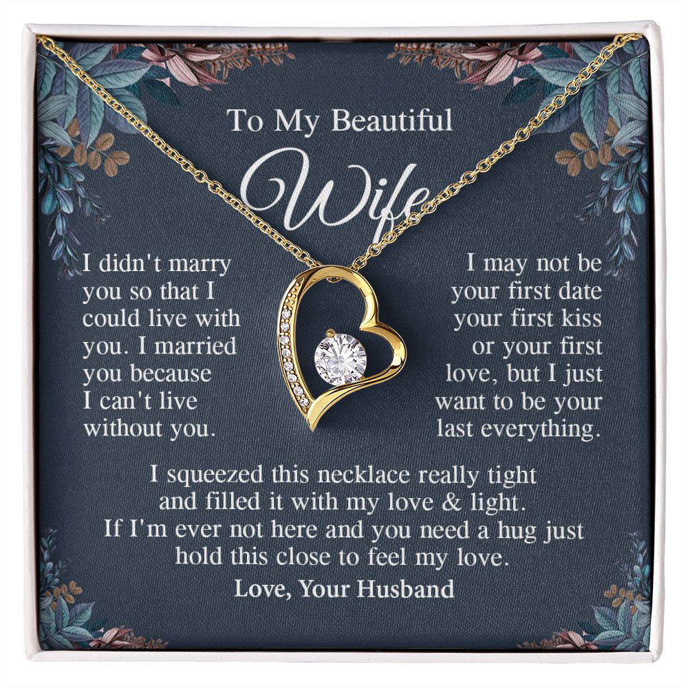 Wife Necklace Gift From Husband, Anniversary Romantic Gifts for Wife from Husband, Wife Anniversary Gifts Message Card and Necklace Gifts Box Gift Box Styles on Birthday, Wedding, Anniversary, Valentine Forever Love