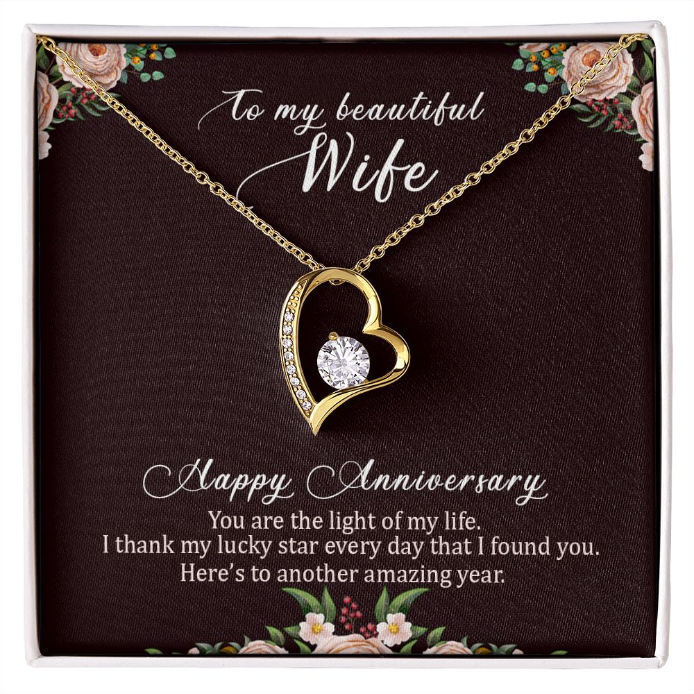 To My Beautiful Wife Necklace, Wife Necklace, Wife Gift, WIfe Gift From Husband, Happy Anniversary, Meaningful Necklace Message Card and Gift Box Styles on Birthday, Christmas, Anniversary  Forever Love