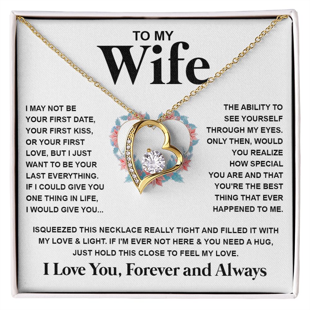 Couples Gifts Necklace To My Wife Necklace Valentine Christmas Jewelry Romantic Gifts For My Wife Pendant Jewelry with Message Card and Box Necklaces for Women Valentines Day Happy Anniversary Wedding Present Forever Love