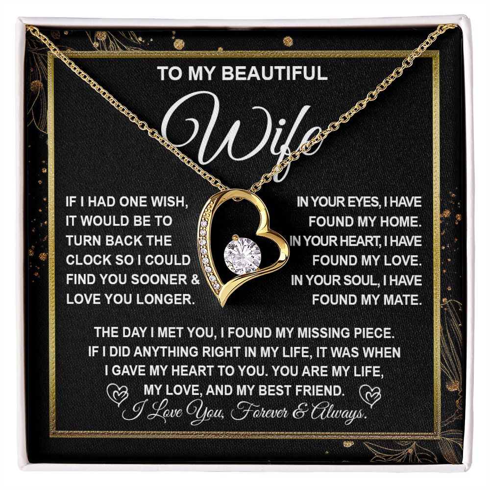 To My Beautiful Wife Necklace Gift for Her, Soulmate for Wife Valentine Gifts from Husband, Wedding Jewelry for Women, Soulmate Gifts, Message Card and Necklace Gifts Box Gift Box Styles on Birthday, Wedding, Anniversary, Valentine Forever Love