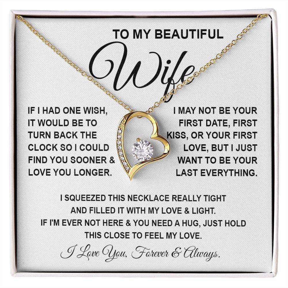To My Beautiful Wife Necklace, Soulmate Jewelry For Women, Wife Necklace From Husband, Soulmate Gifts For Her, To My Future Wife Necklace Message Card and Necklace Gift Box Gift Box Styles on Birthday, Wedding, Anniversary, Valentine Forever Love