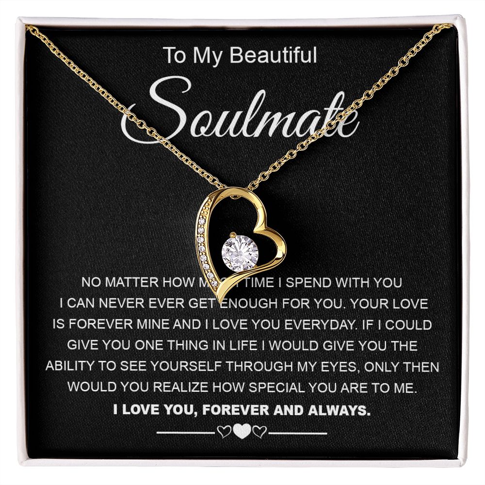 To My Beautiful Soulmate Necklace Birthday Gifts for Wife Gifts from Husband, Wife Valentine Gifts, Gifts for Wife, Message Card and Necklace Gift Box Gift Box Styles on Birthday, Wedding, Anniversary, Valentine Forever Love