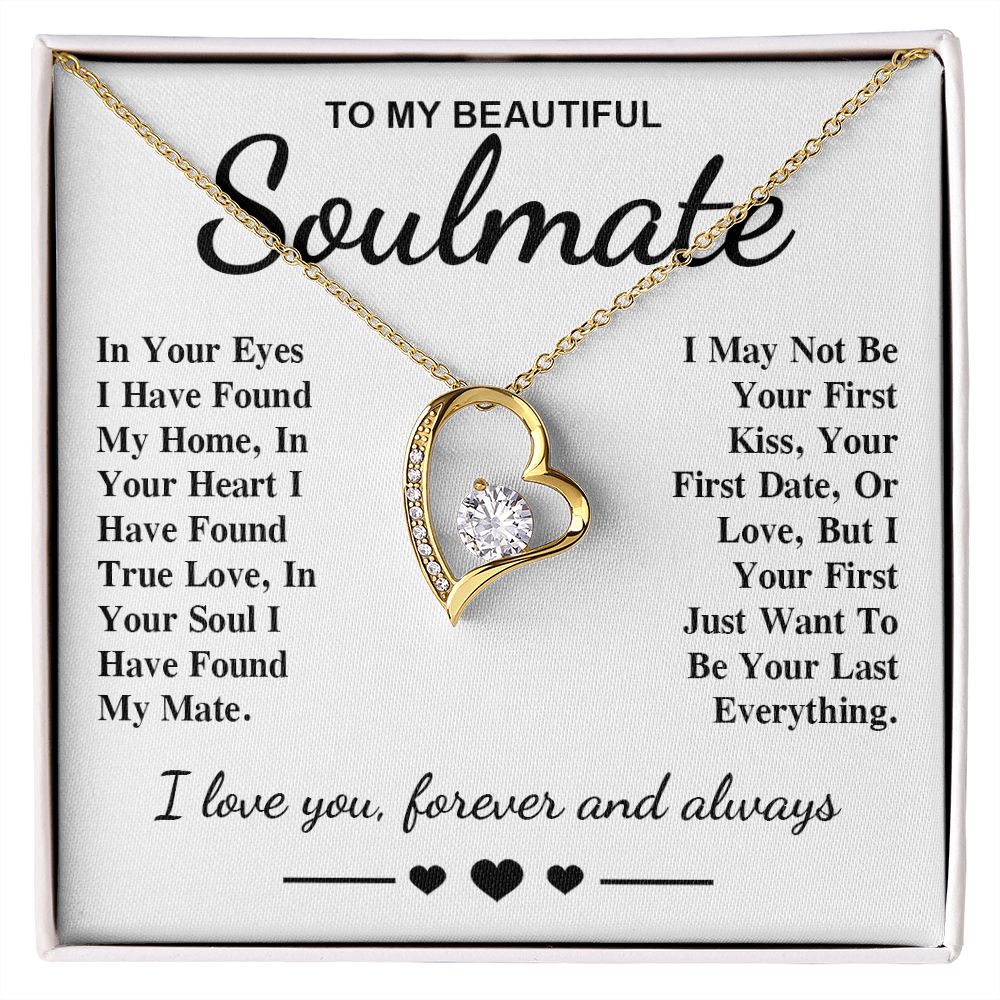 To My Beautiful Soulmate Necklace Gift, Soulmate for Wife Birthday Gifts from Husband, Anniversary for Women, Soulmate Gifts, Message Card and Necklace Gifts Box Gift Box Styles on Birthday, Wedding, Anniversary, Valentine Forever Love
