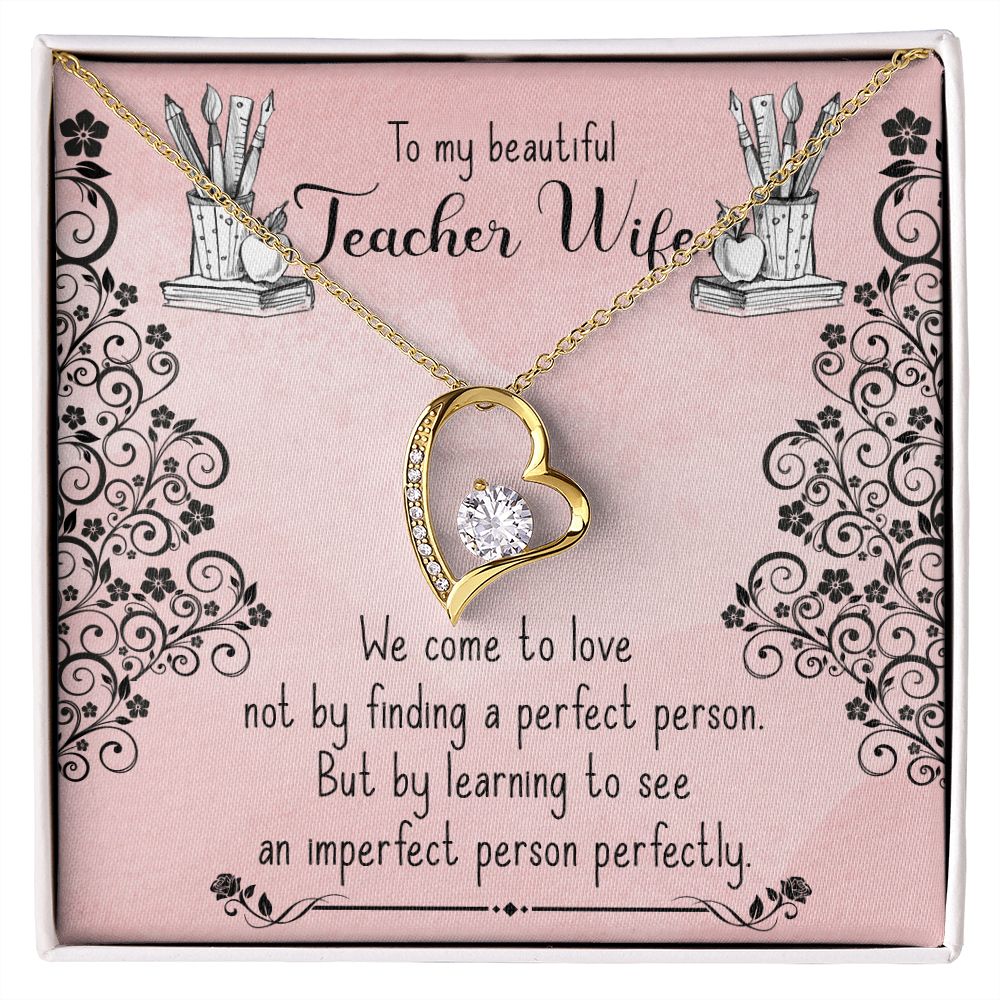 Couples Gifts, Teacher Wife Necklace Gifts From Husband, Wedding Anniversary Jewelry For Wife From Husband, Wife Birthday From Husband, To My Beautiful Wife Girlfriend Message Card and Gift Box styles On Birthday, Christmas, Anniversary  Forever Love