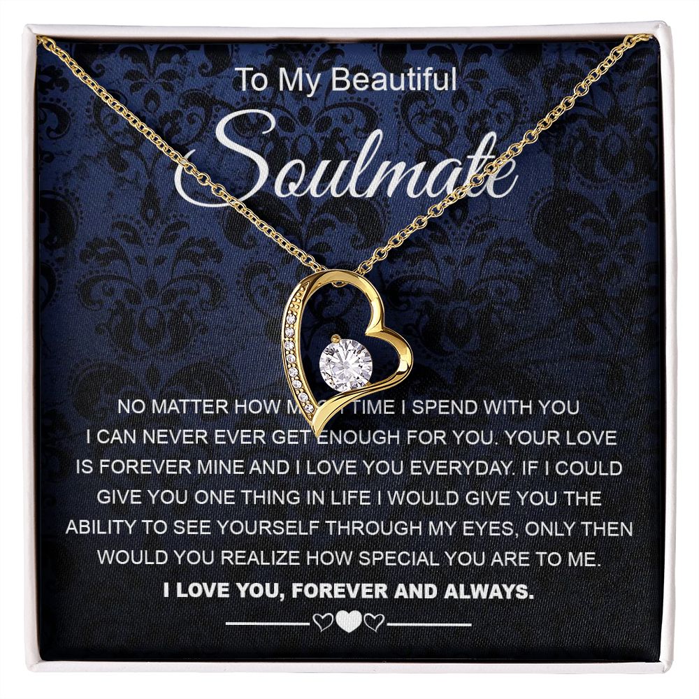 To My Beautiful Soulmate Necklace Birthday Gifts for Wife Gifts from Husband, Wife Valentine Gifts, Gift for Wife, Message Card and Necklace Gift Box Gift Box Styles on Birthday, Wedding, Anniversary, Valentine Forever Love