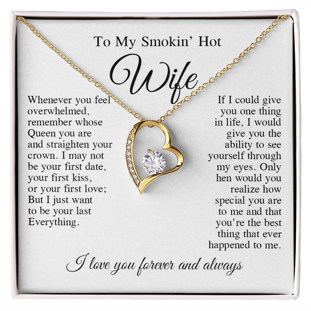 To My Beautiful Wife Necklace, Wedding Anniversary Jewelry for Women, Anniversary Gifts For Wife From Husband To My Wife Necklace Message Card and Necklace Gift Box Gift Box Styles on Birthday, Wedding, Anniversary, Valentine Forever Love