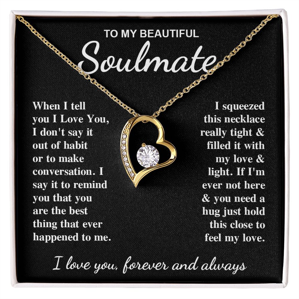 To My Beautiful Soulmate Necklace Gifts for Her, Soulmate for Wife Birthday Gifts from Husband, Valentine for Women, Soulmate Gifts, Message Card and Necklace Gifts Box Gift Box Styles on Birthday, Wedding, Anniversary, Valentine Forever Love
