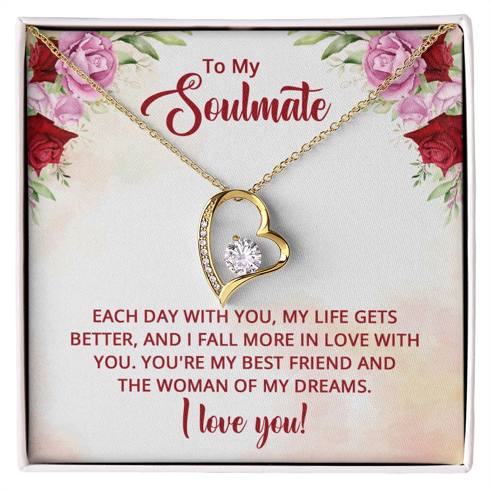 To My Soulmate Necklace I Love You Wife Love Knot Message Card and Box Gift Set for Girlfriend Women from Husband Boyfriend Couples, Meaningful Necklace Message Card and Gift Box Styles on Birthday, Christmas, Anniversary Forever Love