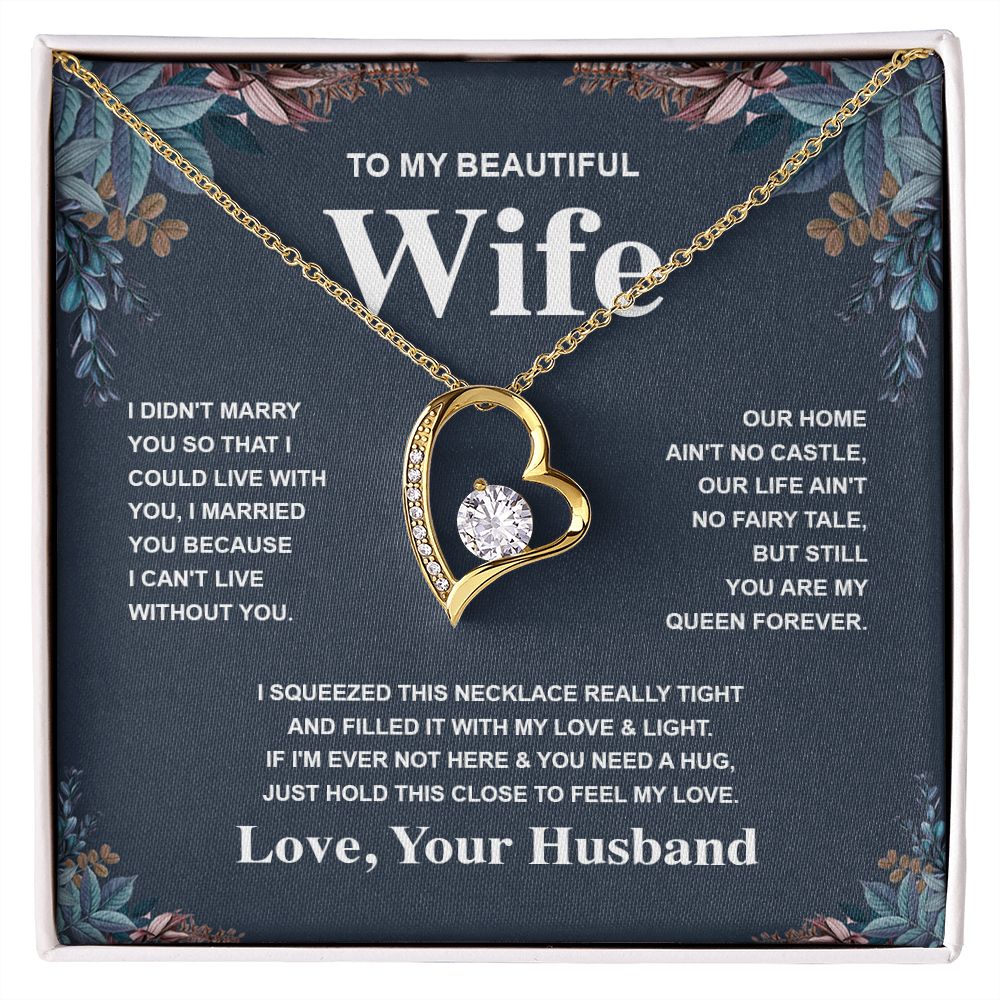 Wife Necklace Gift From Husband To My Badass Wife Valentines Days Anniversary Jewelry with Message Card and Gift Box. Gift for Wife. Necklace Gift Set for Wife Message Card and Necklace Gifts Box Gift Box Styles Forever Love