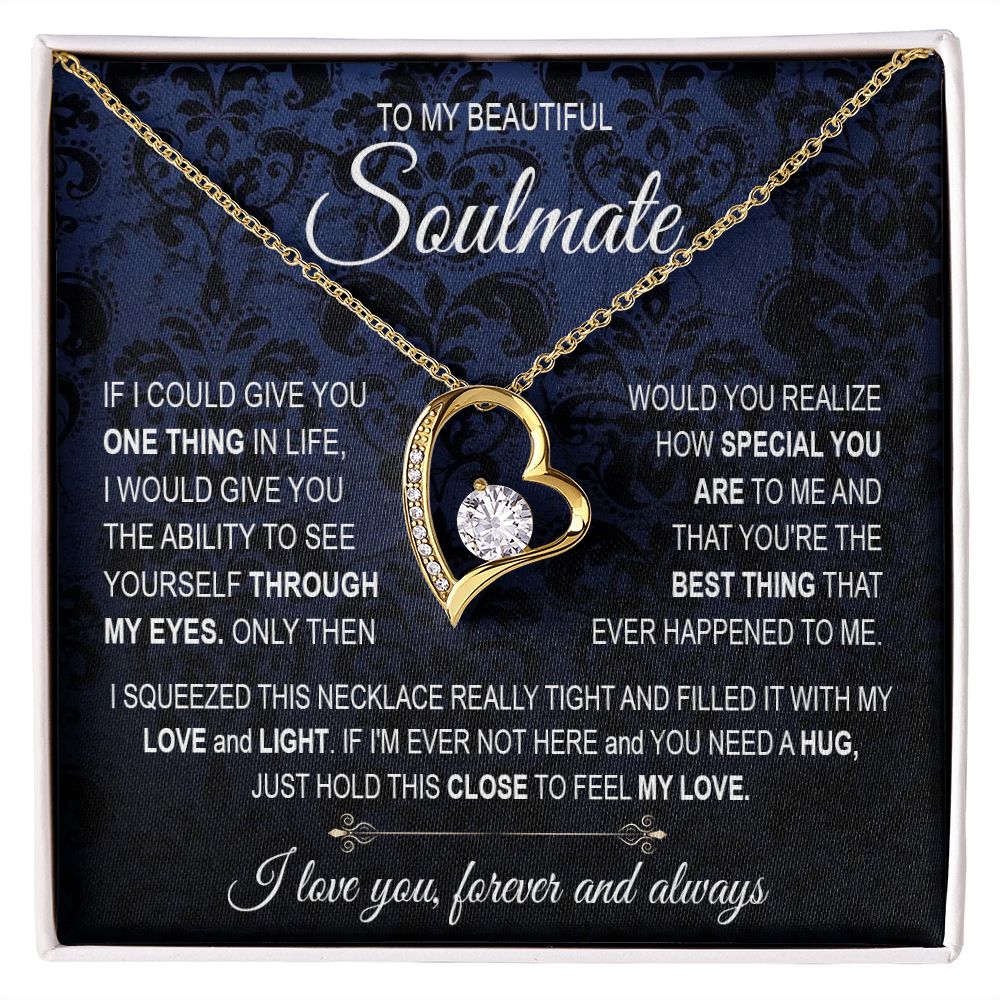 To My Soulmate Necklace for Women, Necklaces For Wife from Husband, Soulmate Necklace to My Future Wife, Necklace For Girlfriend with Message Card and Necklace Gift Box Gift Box Styles on Birthday, Christmas, Wedding, Anniversary Forever Love