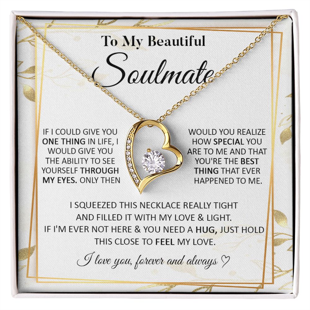 Couples Gifts To My Beautiful Soulmate Necklace From Husband, Wedding Anniversary For Wife From Husband, Wife Wedding From Husband, To My Wife, Necklace Custom Name Message Card and Gift Box Styles on Birthday, Christmas, Wedding, Anniversary Forever Love