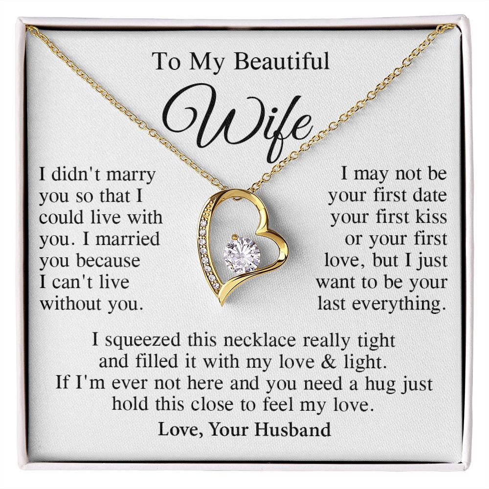 Wife Necklace Gift From Husband, Wedding Anniversary Romantic Gifts for Wife from Husband, Wife Birthday Gifts Message Card and Necklace Gifts Box Gift Box Styles on Birthday, Wedding, Anniversary, Valentine Forever Love