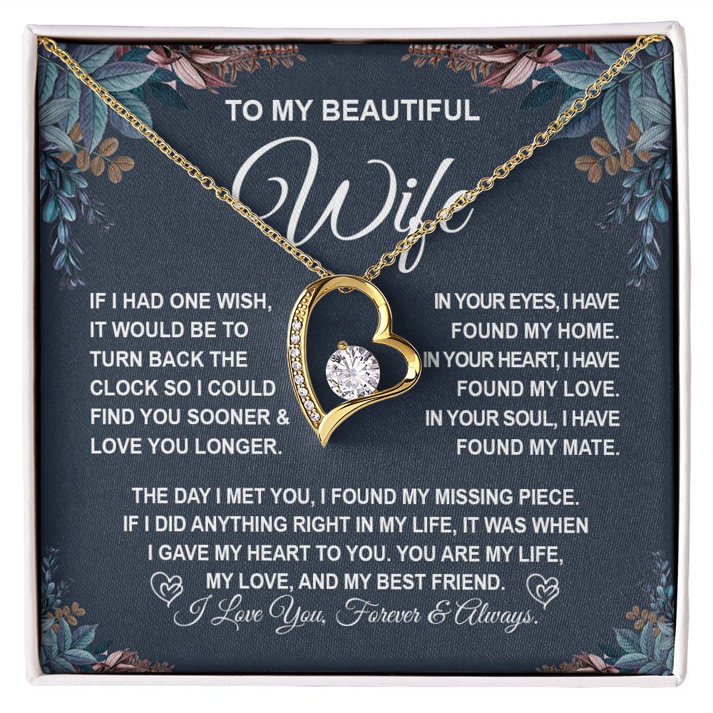 To My Beautiful Wife Necklace Gift for Her, Soulmate for Wife Valentine Gifts from Husband, Birthday Jewelry for Women, Soulmate Gifts, Message Card and Necklace Gifts Box Gift Box Styles on Birthday, Wedding, Anniversary, Valentine Forever Love