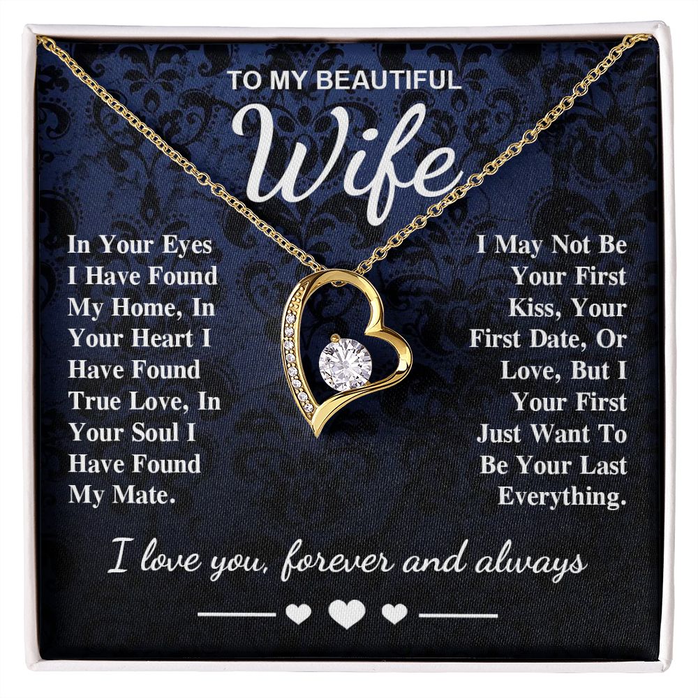 To My Beautiful Wife Necklace Gift, Soulmate for Wife Birthday Gifts from Husband, Wedding for Women, Soulmate Gifts, Message Card and Necklace Gifts Box Gift Box Styles on Birthday, Wedding, Anniversary, Valentine Forever Love