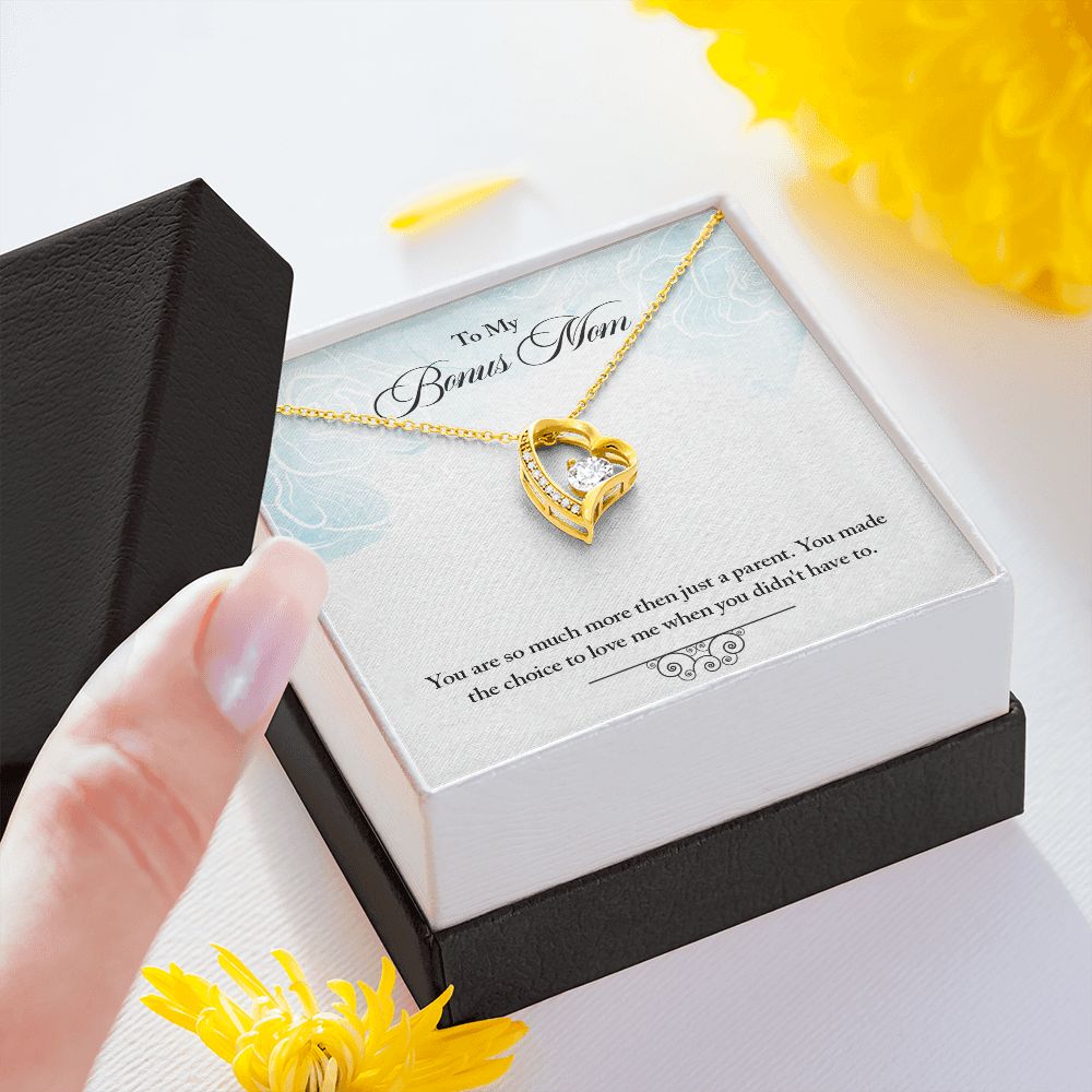 My Bonus Mom Necklace, Dear Mom, Mother's Day Necklace, Gift for Mom from Daughter, Son, Amazing Mom, Perfect Mother Mother's Day Gift, Love Knot Necklace Message Card and Gift Box Styles on Birthday, Christmas, Anniversary  Forever Love