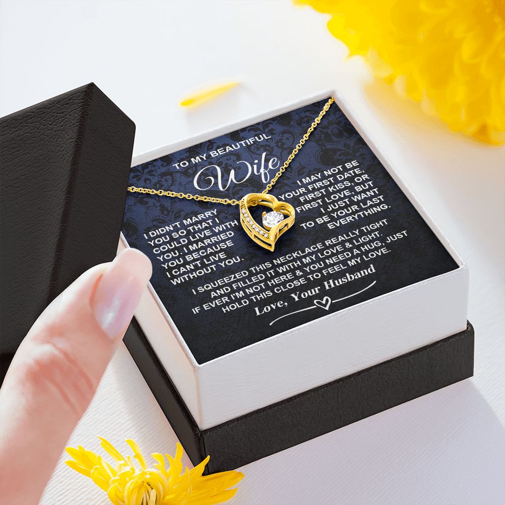 Wife Necklace Gifts from Husband, Gifts for Wife Anniversary from Husband, Necklaces for Wife from Husband to My Wife Message Card and Necklace Gift Box Gift Box Styles on Birthday, Christmas, Wedding, Anniversary, Valentine Forever Love
