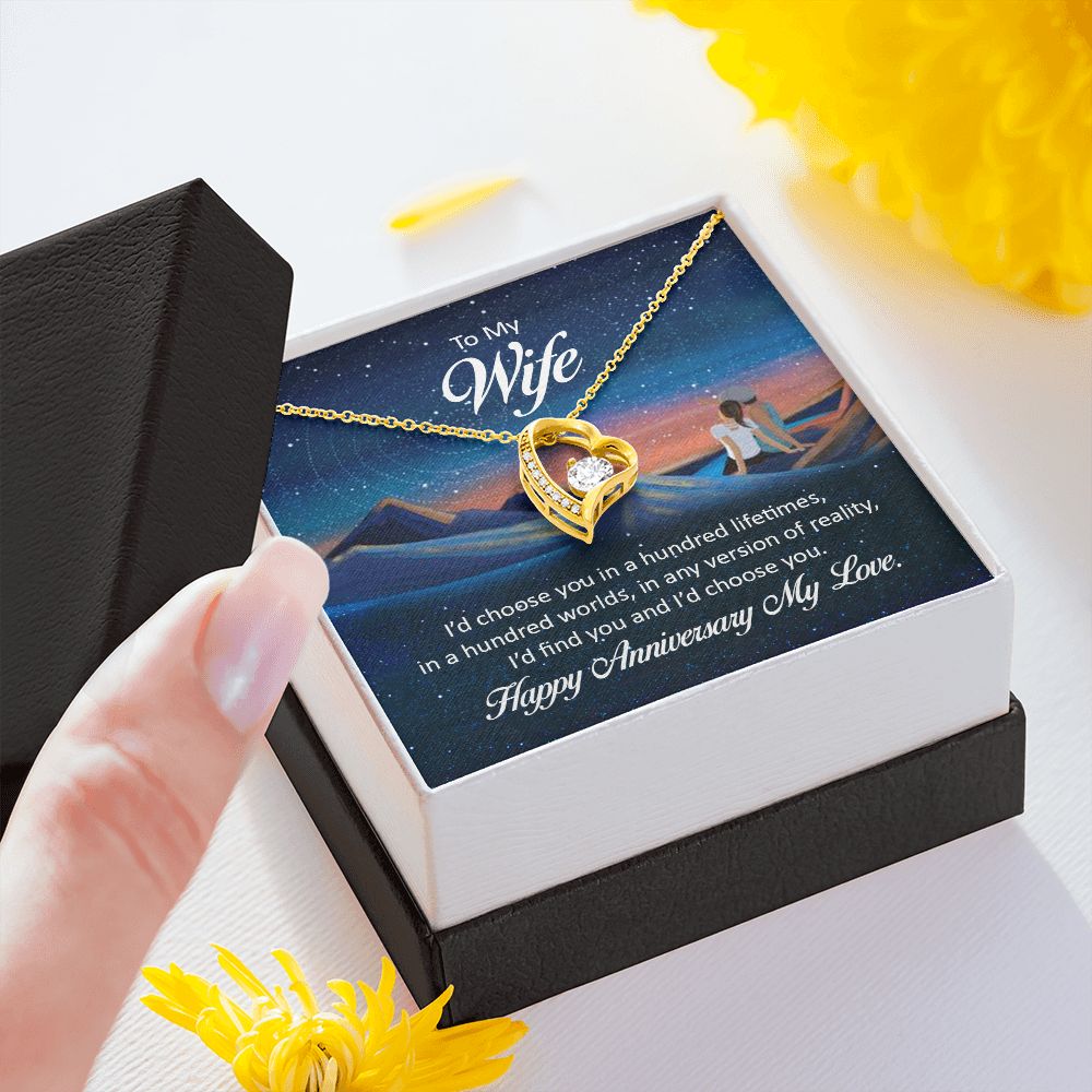 Couples Gifts Necklace To My Wife Necklace Gifts For My Wife, I Love You, Happy Anniversary My Love, Love Knot Meaningful Necklace Message Card and Gift Box Styles on Birthday, Christmas, Anniversary Forever Love