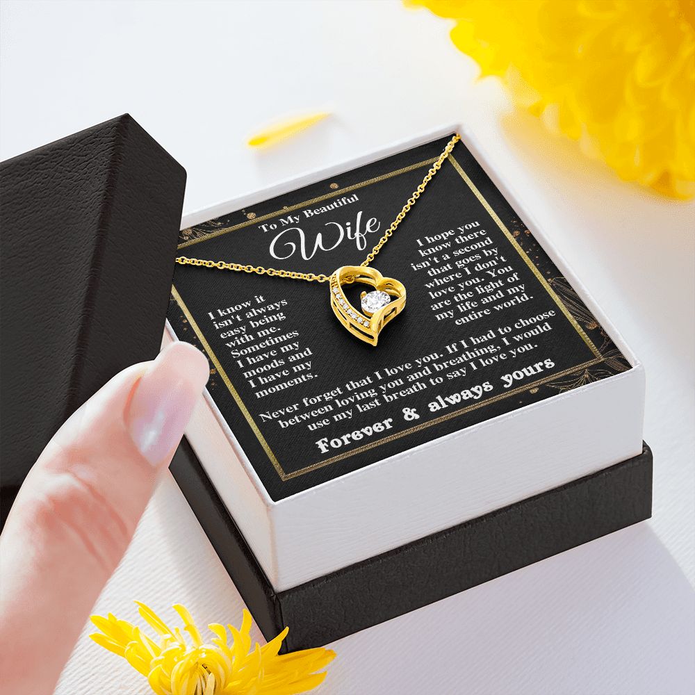 Gifts for Wife Necklace from Husband, Gifts for Wife from Husband, Birthday Gifts for Her Gifts Soulmate Message Card and Necklace Gift Box Gift Box Styles on Birthday, Wedding, Anniversary, Valentine Forever Love