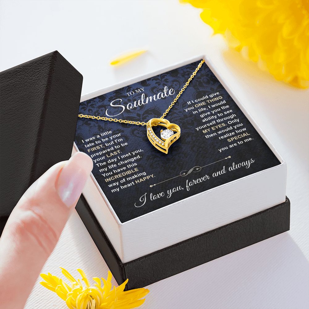 To My Soulmate Necklace for Women, Necklaces Gift For Wife from Husband, Soulmate Jewelry to My Future Wife Necklace and Necklace For Girlfriend with Message Card and Necklace Gift Box Gift Box Styles on Birthday, Christmas, Wedding, Anniversary Forever L