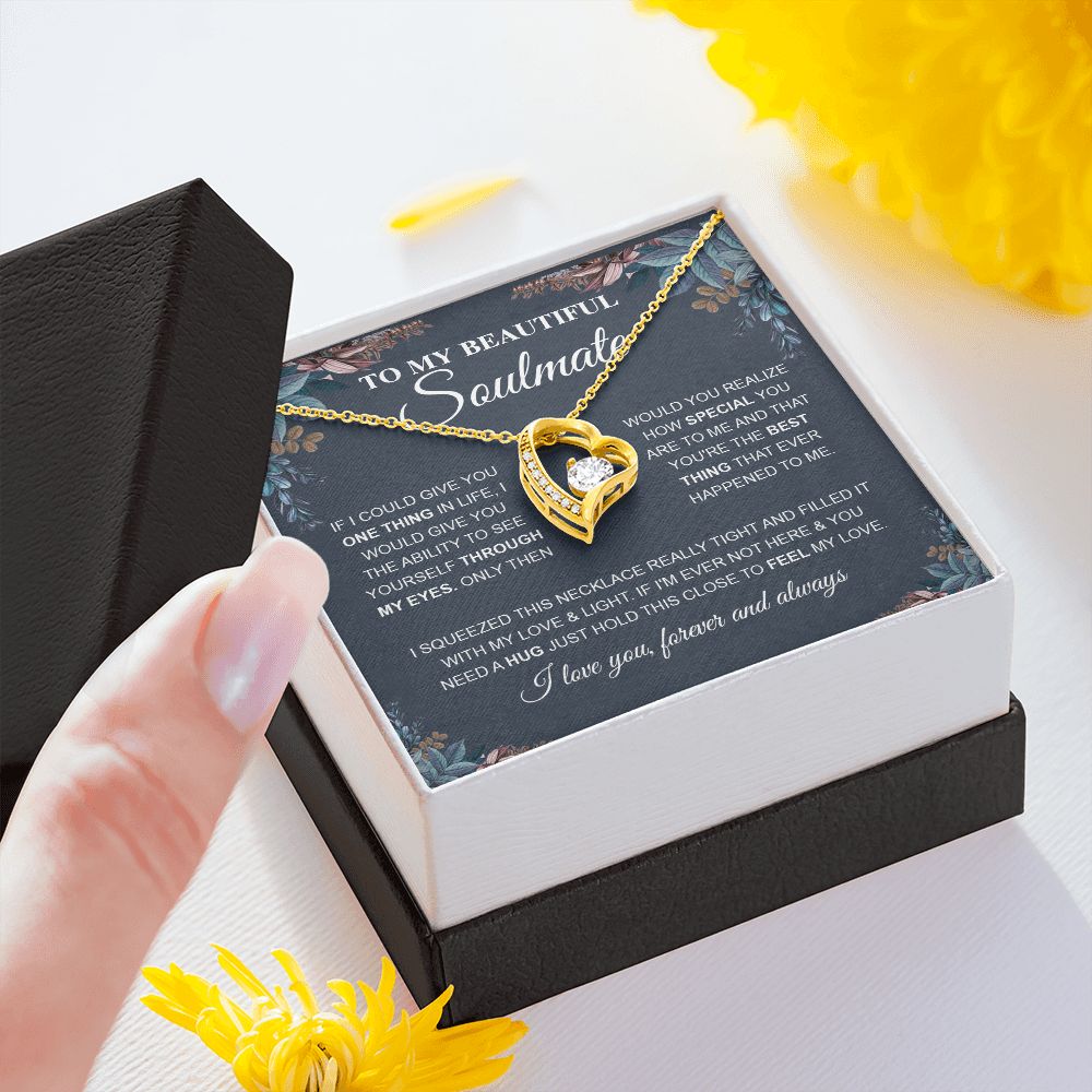 To My Beautiful Soulmate Necklace, Love Necklace for Girlfriend, Wife Gift, Soulmate Jewelry, Soulmate Necklace, Future Wife Gift, Necklace for Wife from Husband Necklace Message Card and Gift Box Styles on Birthday, Christmas, Wedding, Anniversary Foreve