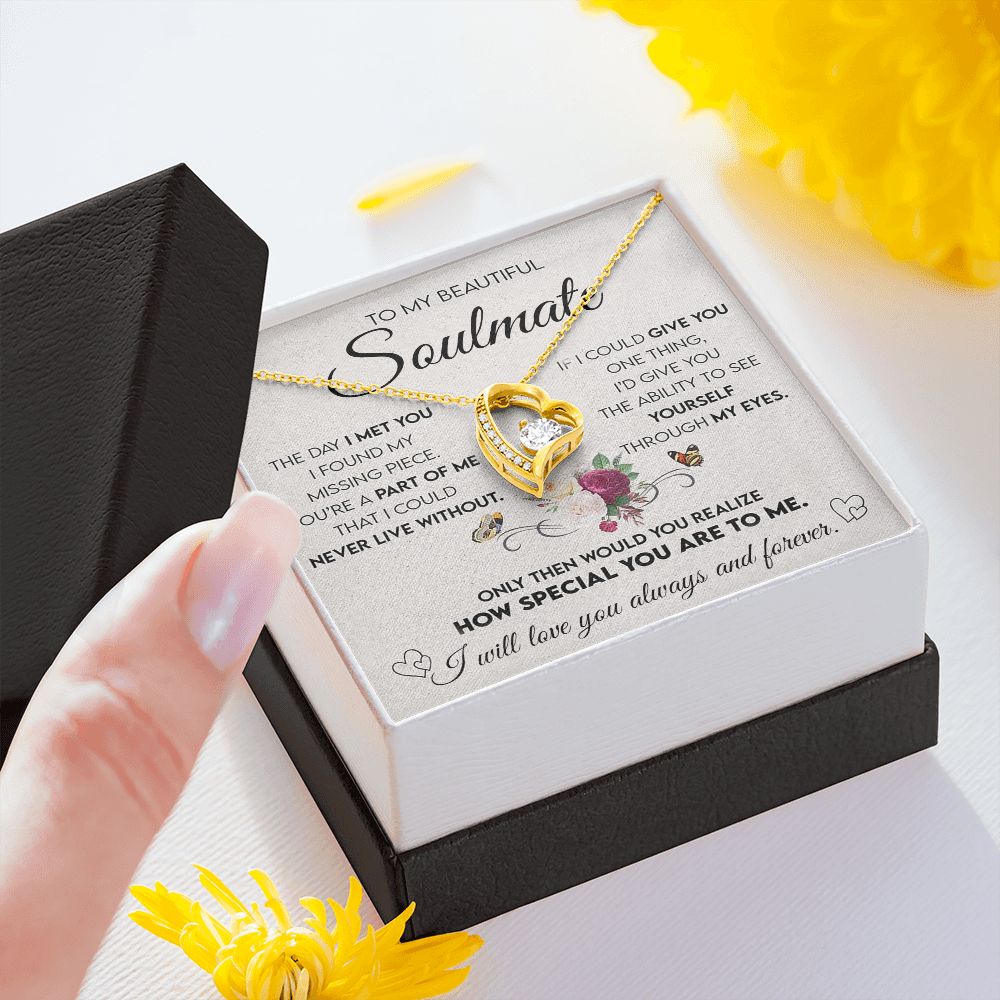 Personalized Valentine Gift For Wife, To My Soulmate Necklace For Women, Soulmate Jewelry, To My Wife Necklace From Husband, Necklace Custom Name Message Card and Gift Box Styles on Birthday, Christmas, Wedding, Anniversary Forever Love