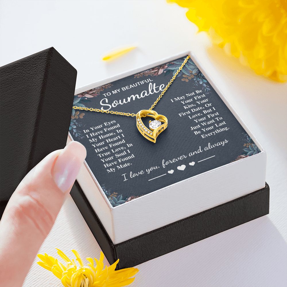 To My Beautiful Soulmate Necklace Gift, Soulmate for Wife Valentine Gifts from Husband, Birthday for Women, Soulmate Gifts, Message Card and Necklace Gifts Box Gift Box Styles on Birthday, Wedding, Anniversary, Valentine Forever Love