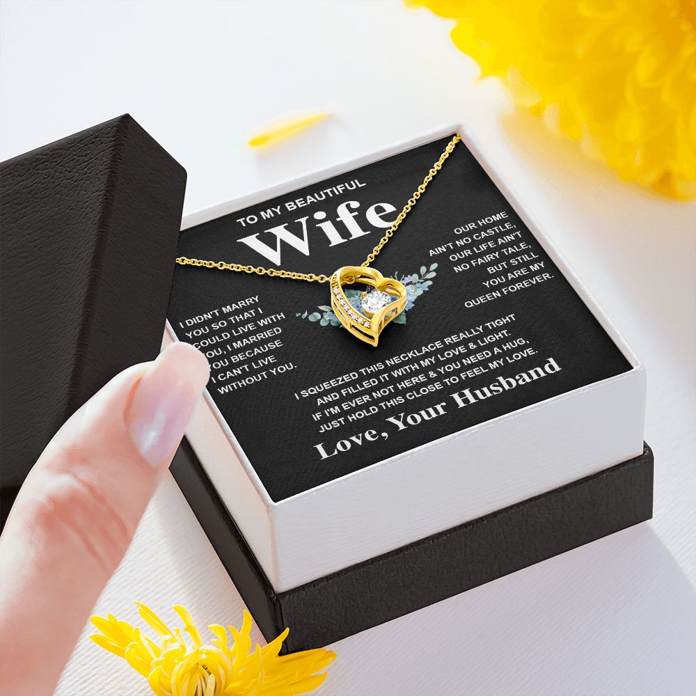 Wife Necklace Gift From Husband To My Badass Wife Pendant Valentines Day Anniversary Jewelry with Message Card and Gift Box. Gift for Wife. Necklace Gift Set for Wife Forever Love