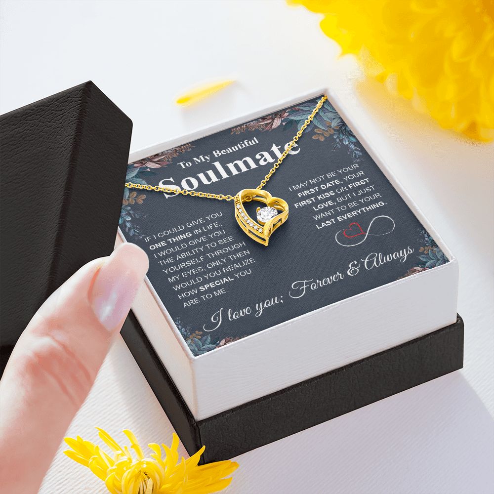To My Beautiful Soulmate Necklace My Last Everything, Promise Necklace For Her, Fiance Gift For Her, Wedding Gifts For Future Wife With Message Card Box LED, Soulmate Necklace For Women, To My Wife Necklace Forever Love