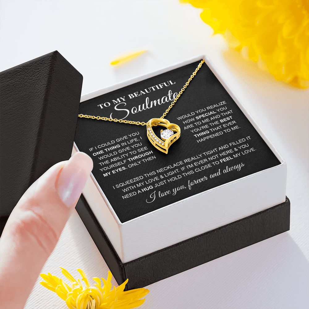 To My Beautiful Soulmate, Love Necklace for Girlfriend, Wife Gift, Soulmate Jewelry, Soulmate Necklace, Future Wife Gift, Necklace for Wife from Husband Necklace Message Card and Gift Box Styles on Birthday, Christmas, Wedding, Anniversary Forever Love