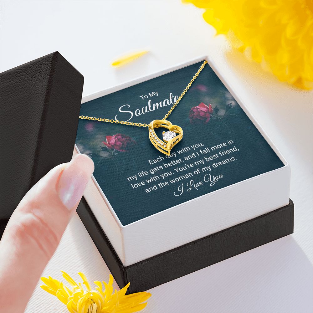 To My Soulmate Necklace for her Jewelry For Her Couples Gifts Necklaces For Soul Mate Christmas Jewelry, Dear Wife, Forever & Always, Love Knot Meaningful Necklace Message Card and Gift Box Styles on Birthday, Christmas, Anniversary Forever Love