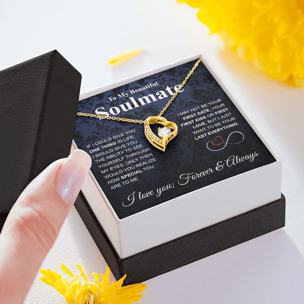 To My Beautiful Soulmate Necklace My Last Everything, Promise Necklace For Her, Fiance Gifts For Her, Wedding Gifts For Future Wife With Message Card Box LED, Soulmate Necklace For Women, To My Wife Necklace Forever Love