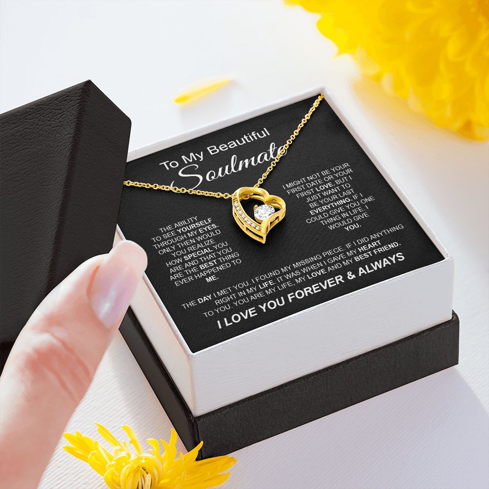 To My Beautiful Soulmate Necklace, Love Necklace for Girlfriend, Soulmate Jewelry, Soulmate Necklace, Future Wife Gifts, Necklace for Wife from Husband Necklace Message Card and Gift Box Styles on Birthday, Christmas, Wedding, Anniversary Forever Love