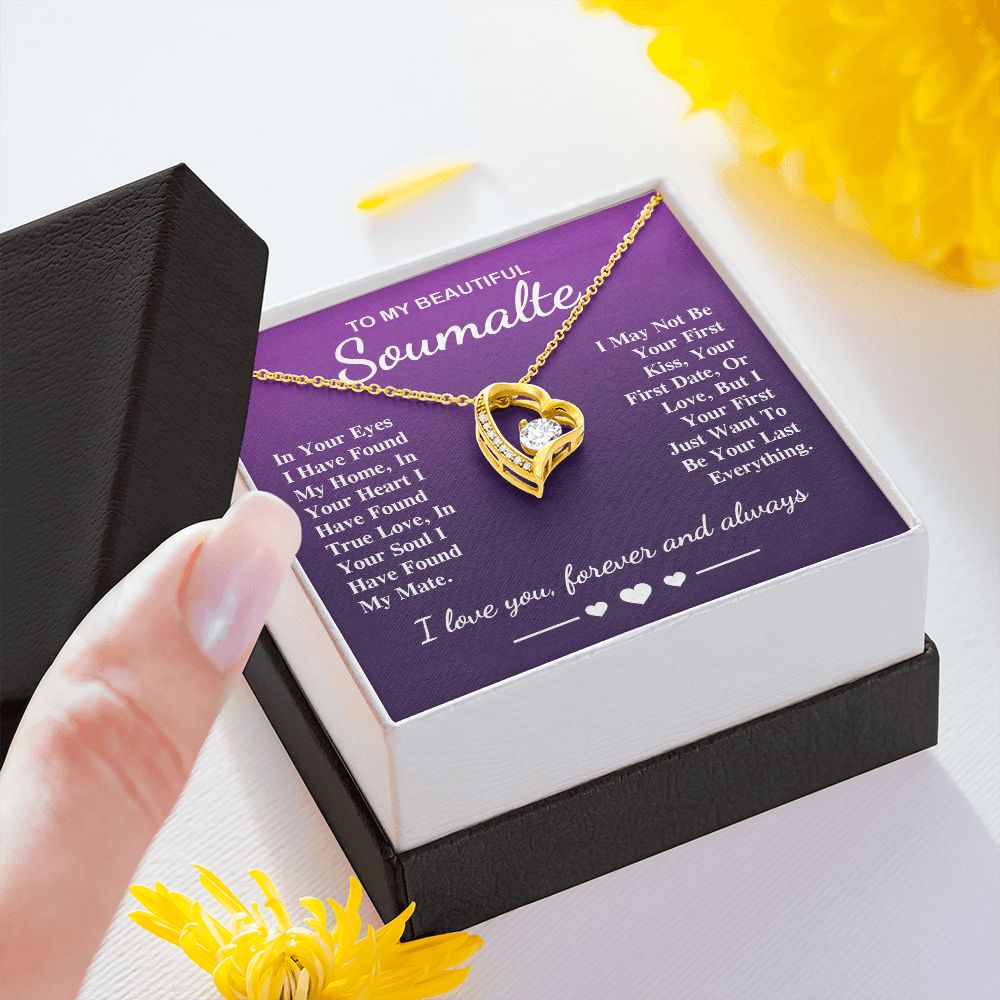 To My Beautiful Soulmate Necklace Gift, Soulmate for Wife Birthday Gifts from Husband, Valentine for Women, Soulmate Gifts, Message Card and Necklace Gifts Box Gift Box Styles on Birthday, Wedding, Anniversary, Valentine Forever Love