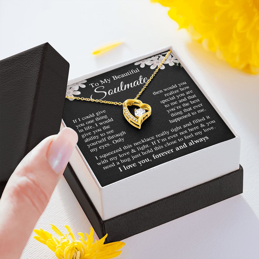 Soulmate Necklace Gift for Her, Soulmate Jewelry, Necklace for Future Wife, Wedding Valentine Jewelry for Wife Necklace Gifts from Husband - Soulmate Gift Necklace with Message Card and Gift Box Forever Love