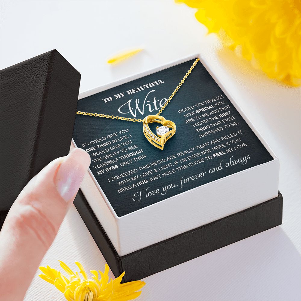 Personalized Valentine Gift For Wife, To My Wife Necklace For Women, Soulmate Necklace, To My Wife Necklace From Husband, Necklace Custom Name Message Card and Gift Box Styles on Birthday, Christmas, Wedding, Anniversary Forever Love