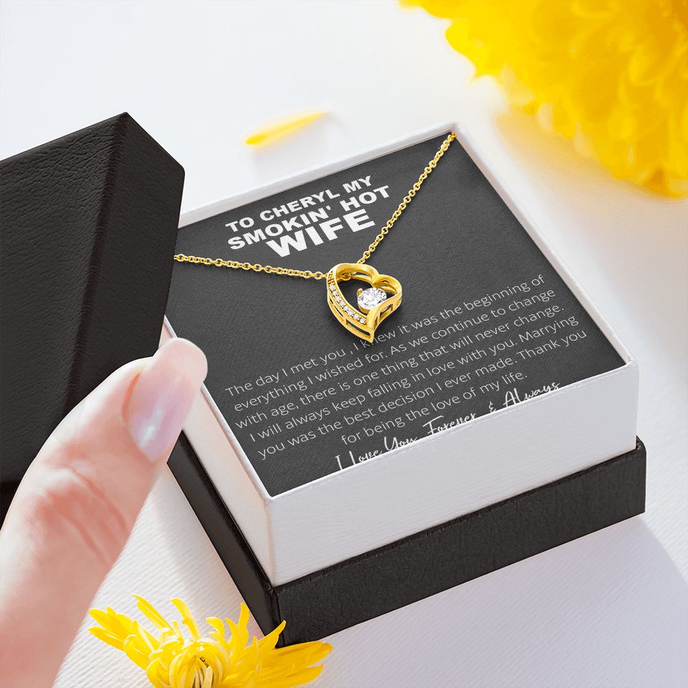 Couples Gifts, To My Smokin's Hot Wife Necklace, Bonus Necklace Gift For Her, Birthday Gift Necklaces Customer Name Message Card and Gift Box styles On Birthday, Christmas, Anniversary Forever Love