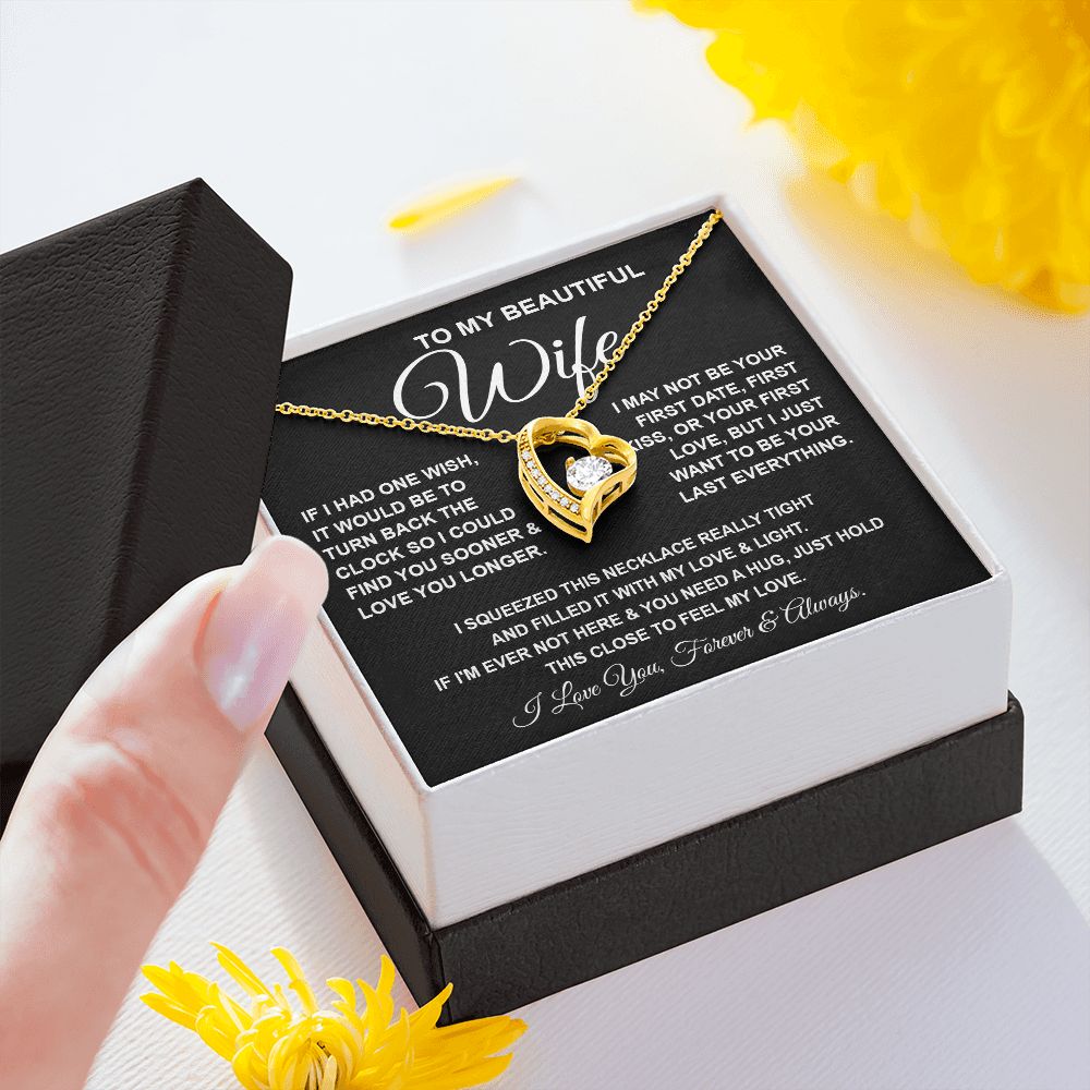 To My Beautiful Wife Necklace, Soulmate Jewelry For Women, Wife Necklace From Husband, Soulmate Gift For Her, To My Future Wife Necklace Message Card and Necklace Gift Box Gift Box Styles on Birthday, Wedding, Anniversary, Valentine Forever Love