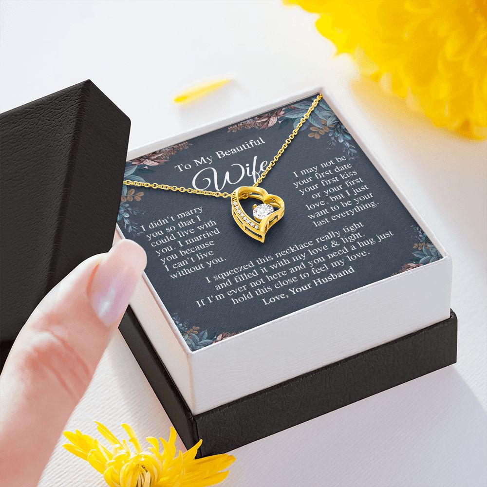 Wife Necklace Gift From Husband, Anniversary Romantic Gifts for Wife from Husband, Wife Anniversary Gifts Message Card and Necklace Gifts Box Gift Box Styles on Birthday, Wedding, Anniversary, Valentine Forever Love