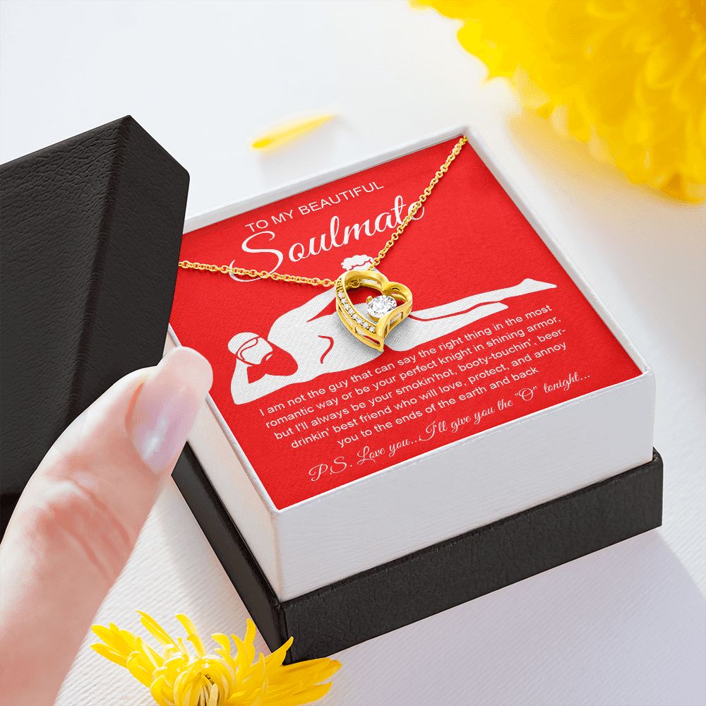 To My Beautiful Soulmate Necklace For Women, Funny Gifts For Girlfriend,Valentine Presents For Girlfriend, Best Birthday Meaningful Gift Ideas For Wife, Women Romantic Jewelry For Her Anniversary Message Card and Gift Box Styles Forever Love