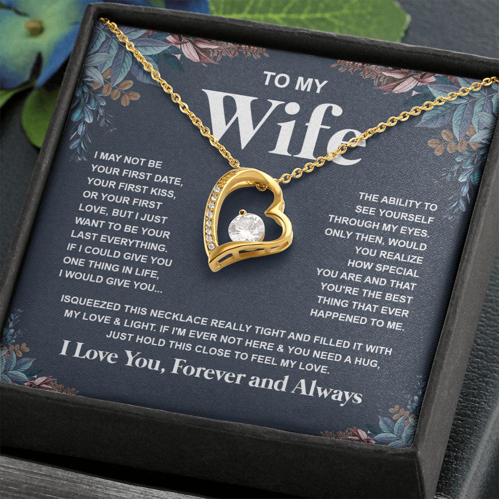 Couples Gifts Necklace To My Wife Necklace Anniversary Valentine Jewelry Romantic Gifts For My Wife Pendant Jewelry with Message Card and Box Necklaces for Women Valentines Day Happy Anniversary Wedding Present Forever Love