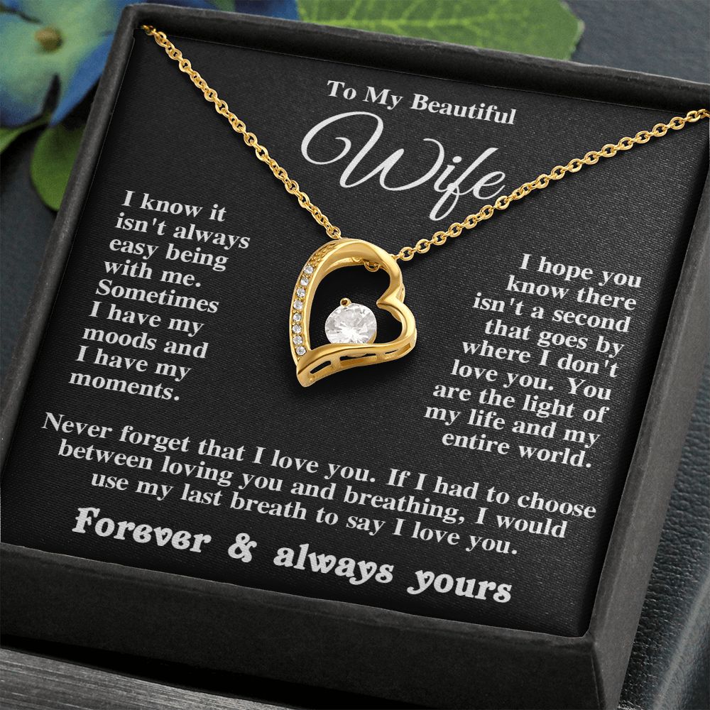 Gifts for Wife Necklace from Husband, Gifts for Wife from Husband, Anniversary Gifts for Her Gifts Soulmate Message Card and Necklace Gift Box Gift Box Styles on Birthday, Wedding, Anniversary, Valentine Forever Love