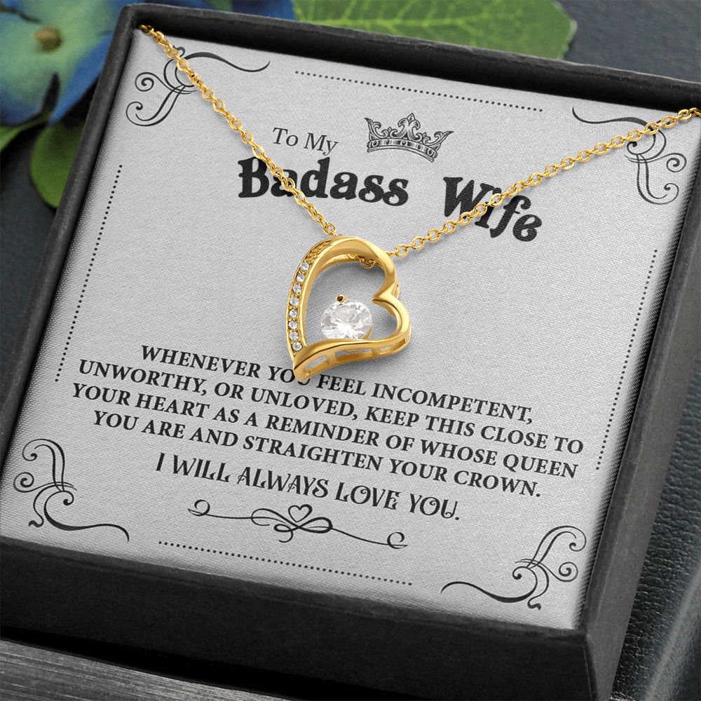 Personalized Valentine Gift For Badass Wife, To My Wife Necklace For Women, Soulmate Necklace, To My Wife Necklace From Husband, Necklace Custom Name Message Card and Gift Box Styles on Birthday, Christmas, Wedding, Anniversary Forever Love