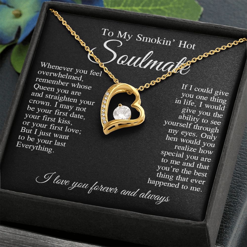 To My Smokin Hot Soulmate Necklace, Valentine Anniversary Jewelry for Women, Anniversary Gifts For Wife From Husband To My Wife Necklace Message Card and Necklace Gift Box Gift Box Styles on Birthday, Wedding, Anniversary, Valentine Forever Love