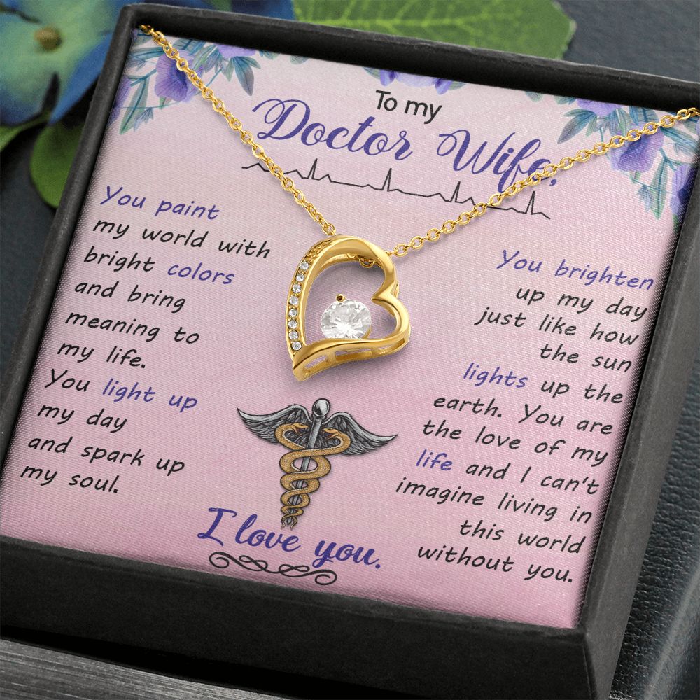 Couples Gifts, Doctor Wife Girlfriend Necklace Gifts From Husband, Wedding Anniversary Jewelry For Wife From Husband, Wife Birthday From Husband, To My Beautiful Wife Girlfriend Message Card and Gift Box styles On Birthday, Christmas, Anniversary  Forever