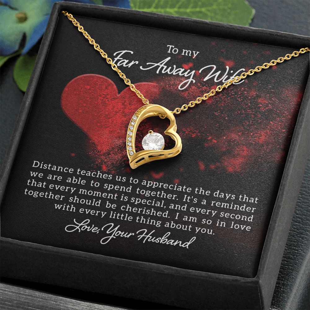 Couples Gifts, Far Away Wife Necklace Gifts From Husband, Wedding Anniversary Jewelry For Wife From Husband, Wife Birthday From Husband, To My Soulmate Message Card and Gift Box styles On Birthday, Christmas, Anniversary  Forever Love