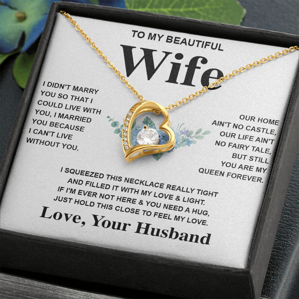 Wife Necklace Gift From Husband To My Badass Wife Pendant Valentines Day Anniversary Jewelry with Message Card and Gift Box. Gift for Wife. Necklace Gift Set for Wife Message Card and Necklace Gifts Box Gift Box Styles Forever Love