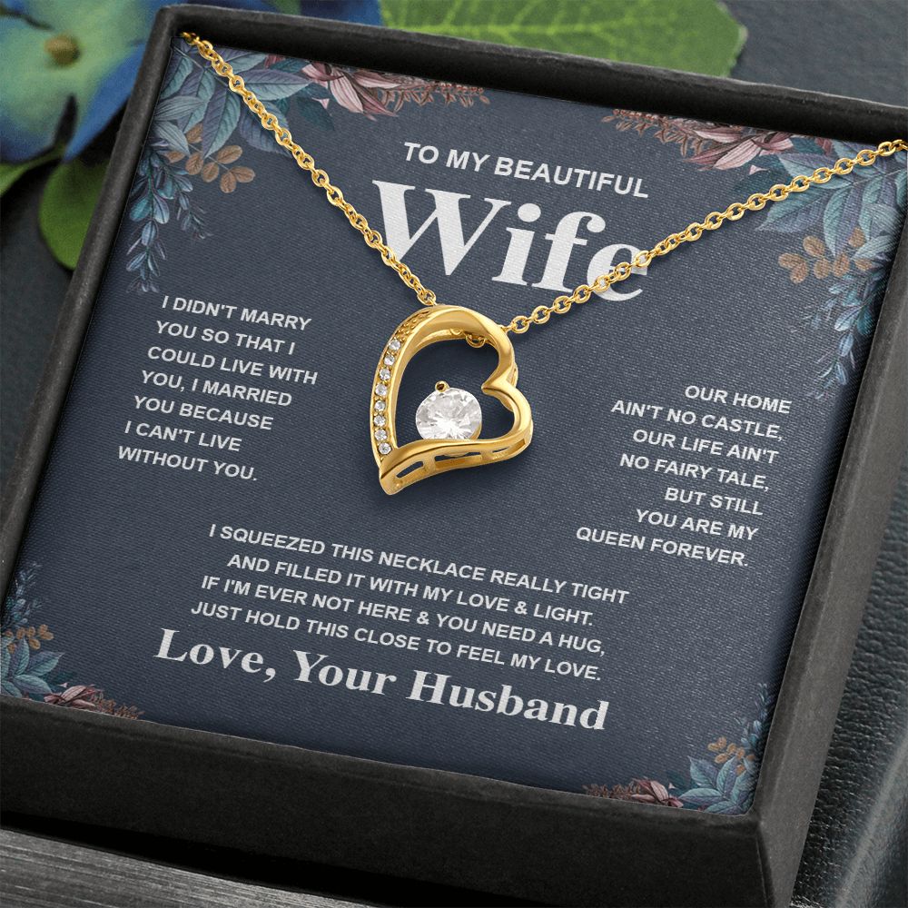 Wife Necklace Gift From Husband To My Badass Wife Valentines Days Anniversary Jewelry with Message Card and Gift Box. Gift for Wife. Necklace Gift Set for Wife Message Card and Necklace Gifts Box Gift Box Styles Forever Love