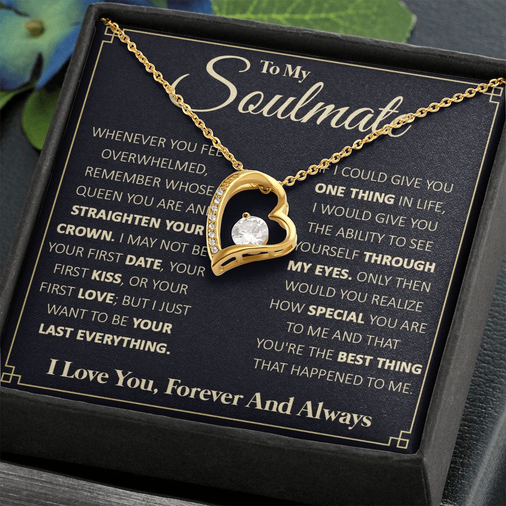 Couples Gifts, To My Beautiful Soulmate Necklace From Husband, Necklace For Wife From Husband, Wife Wedding From Husband, To My Wife, Necklace Custom Name Message Card and Gift Box Styles on Birthday, Christmas, Wedding, Anniversary Forever Love