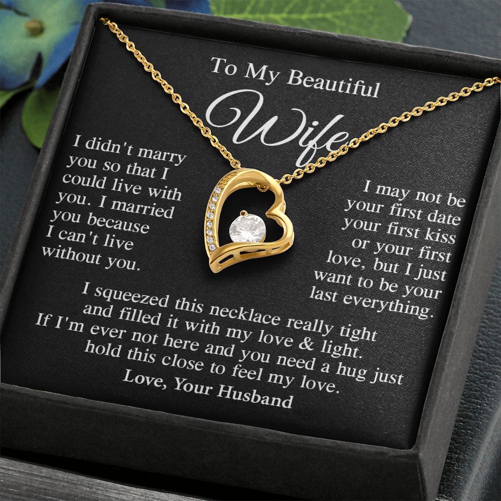 Wife Necklace Gift From Husband, Anniversary Romantic Gifts for Wife from Husband, Wife Birthday Gifts Message Card and Necklace Gifts Box Gift Box Styles on Birthday, Wedding, Anniversary, Valentine Forever Love